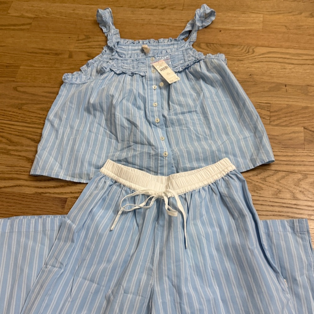 Anthropologie Sky Blue Striped pajama set - Picture 9 of 9